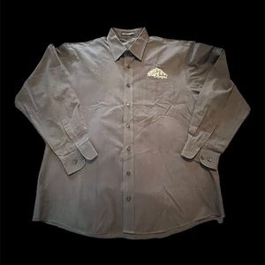 Port Authority Mens Button Down Collar LS Dark Gray Shirt Mount Olympus Logo XL